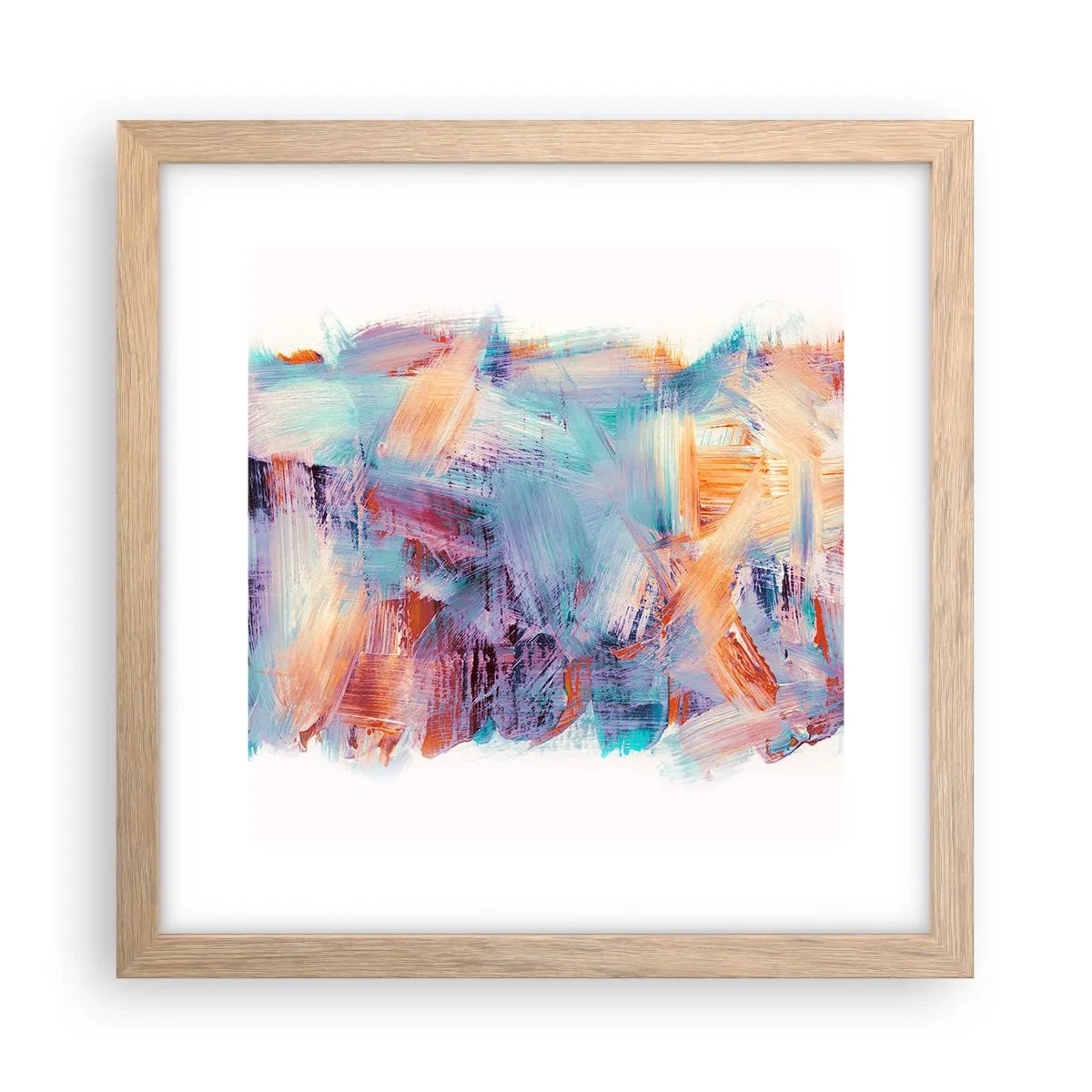 Poszter világos tölgy keretben - Színes rendetlenség - 30x30 cm