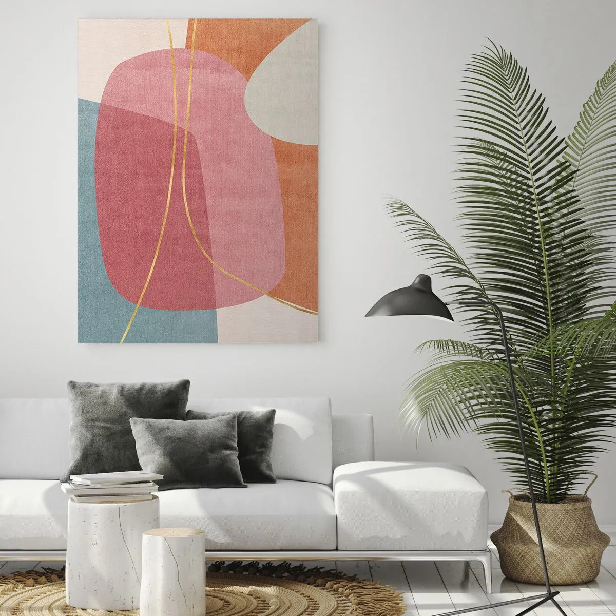 Üveg kép - Pasztell kompozíció aranyszálakkal - 50x70 cm