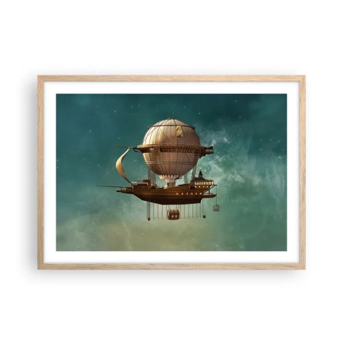 Poszter világos tölgy keretben - Julius Verne üdvözöl - 70x50 cm