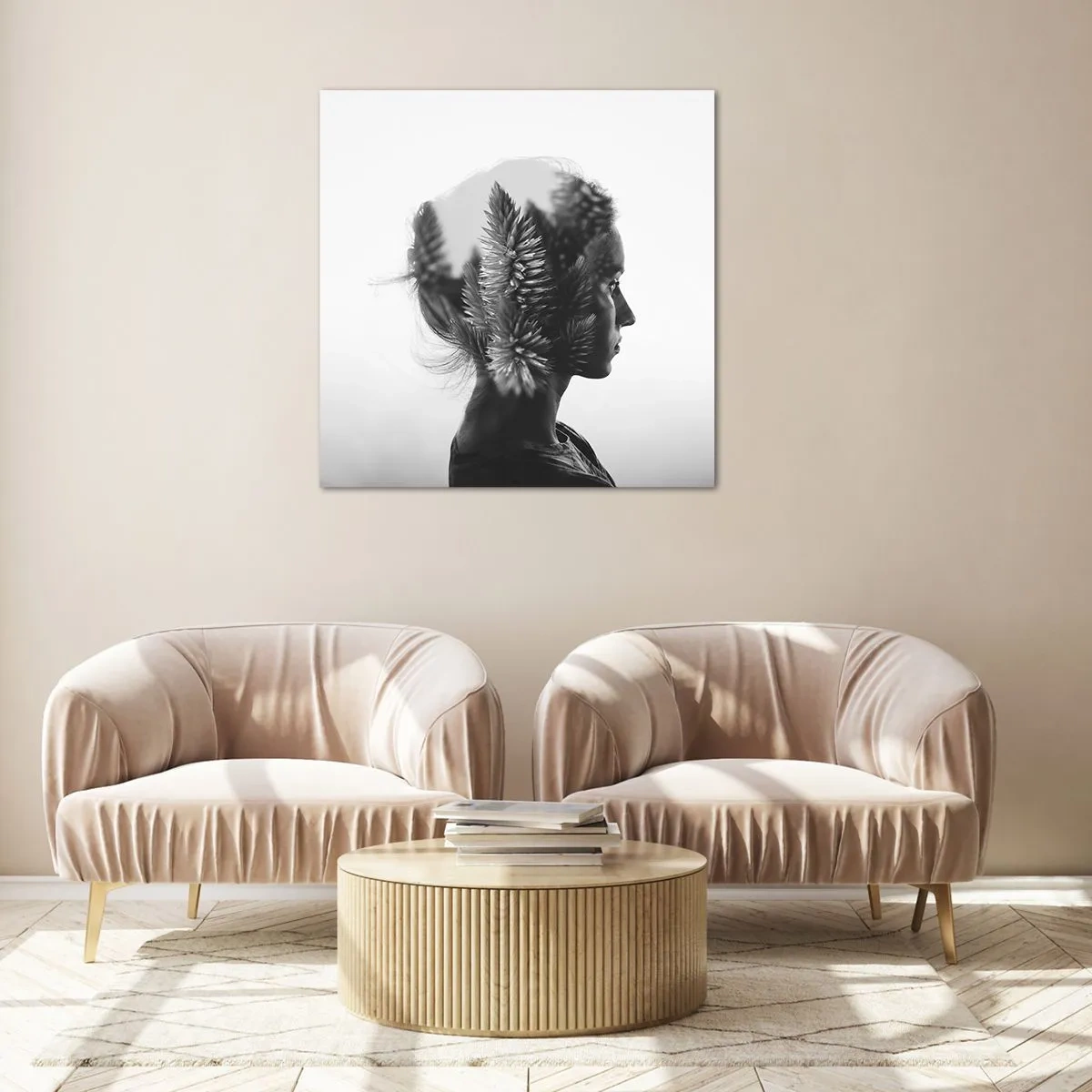 Üveg kép - A fenyőerdő hölgye - 40x40 cm