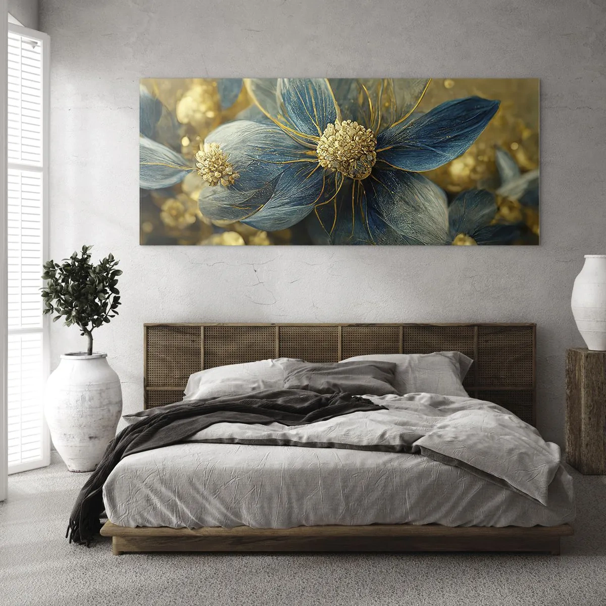 Üveg kép - Aranyló virág - 100x40 cm