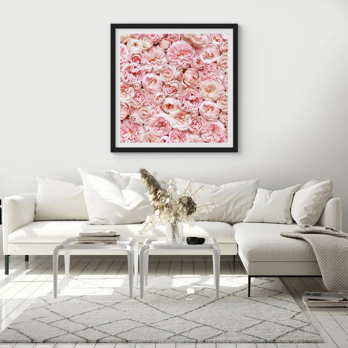 Poszter fehér keretben - Rózsákkal átszőve - 50x50 cm