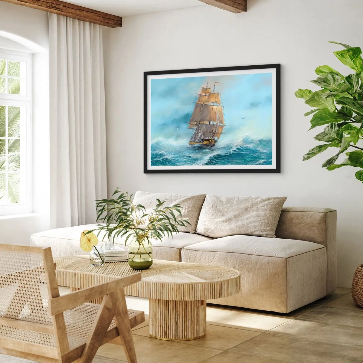 Poszter fehér keretben - A hullámok hullámzása - 100x70 cm