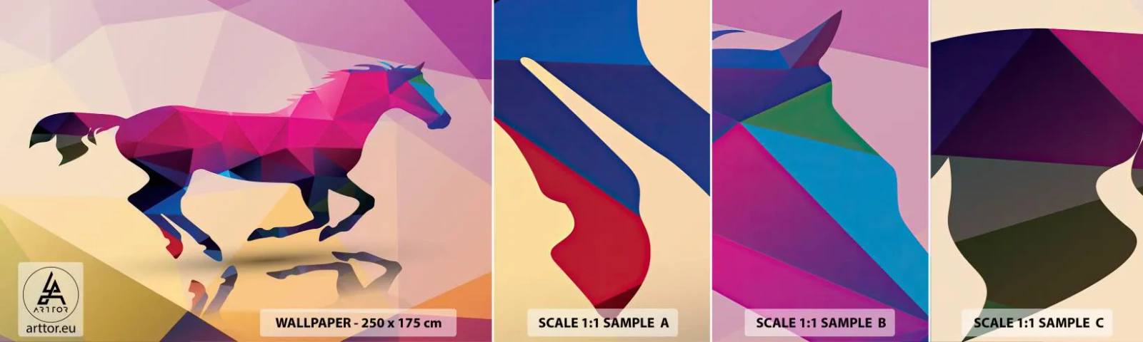 Fotótapéta Minta Standard Eco - A kubizmus még él - Állatok, Ló, Geometriai ábra - 100x30 cm