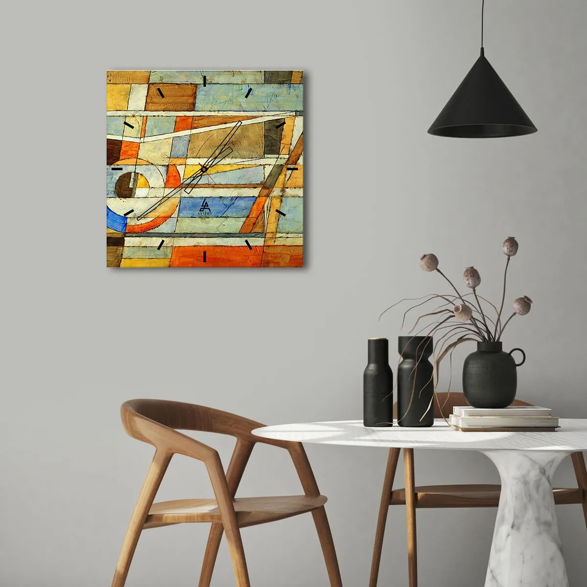 Falióra, Óra - Kubizmus az építkezésen - 30x30 cm