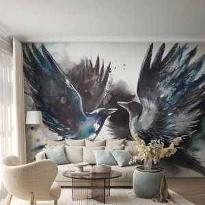 Fotótapéta Premium Sand - Varjú a varjúnak… - Absztrakció, Madár, Állatok - 100x70 cm