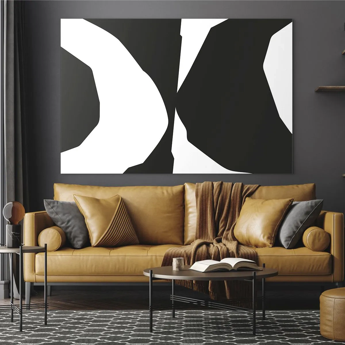 Üveg kép - Fekete-fehér grafikai kompozíció kontrasztos pozitív-negatív stílusban - 70x50cm - Pozitív-negatív - Modern fali dekoráció nappalihoz és hálószobához ARTTOR