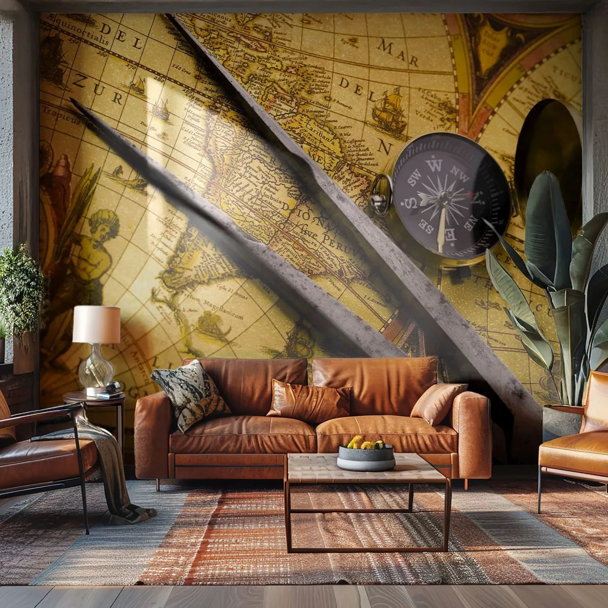 Fotótapéta Premium Canvas - Hol vannak ezek a kincsek? - Iránytű, Világtérkép, Utazások - 200x140 cm