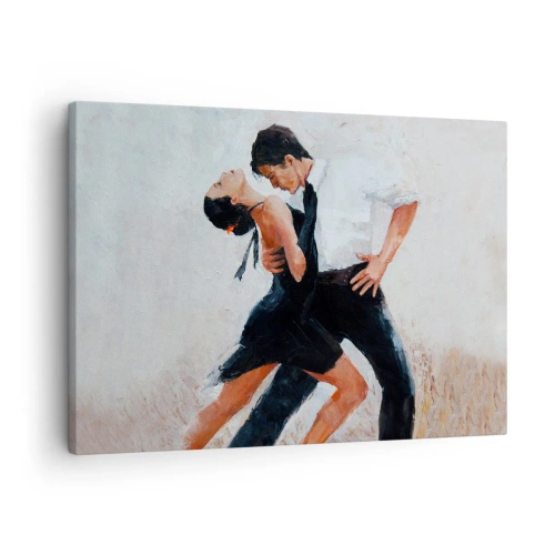 Vászonkép - Egy pár táncol egy elegáns, érzéki felvételen - 70x50cm - Álmaim és kívánságaim tangója - Modern fali dekoráció nappalihoz és hálószobához ARTTOR