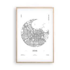 Poszter világos tölgy keretben - Doha anatómiája - 61x91 cm