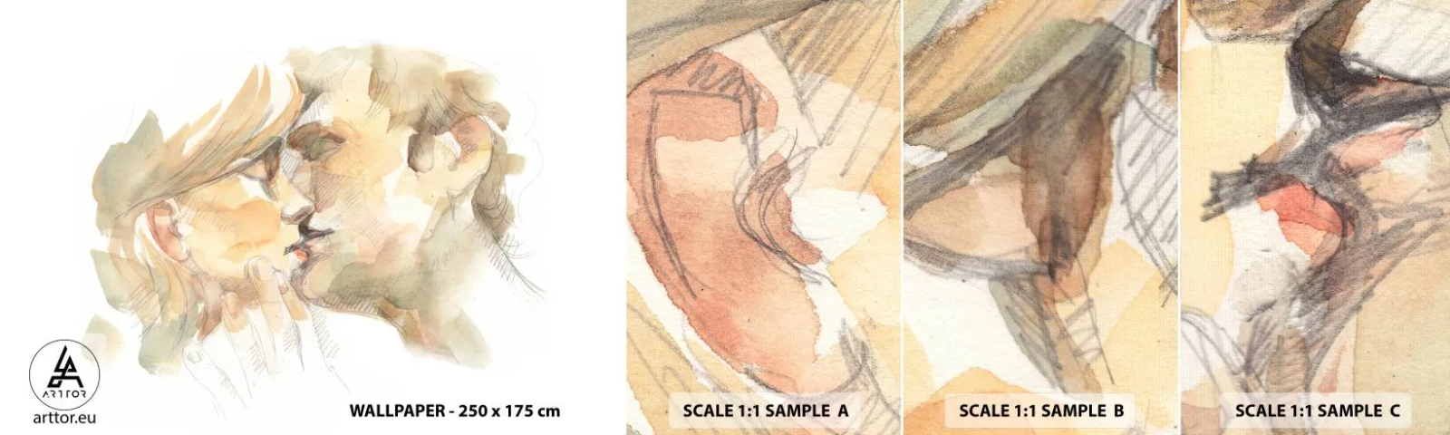 Fotótapéta Minta Standard Eco - Meglelt másik fél? - Szerelmes pár, Csók, Darab - 100x30 cm