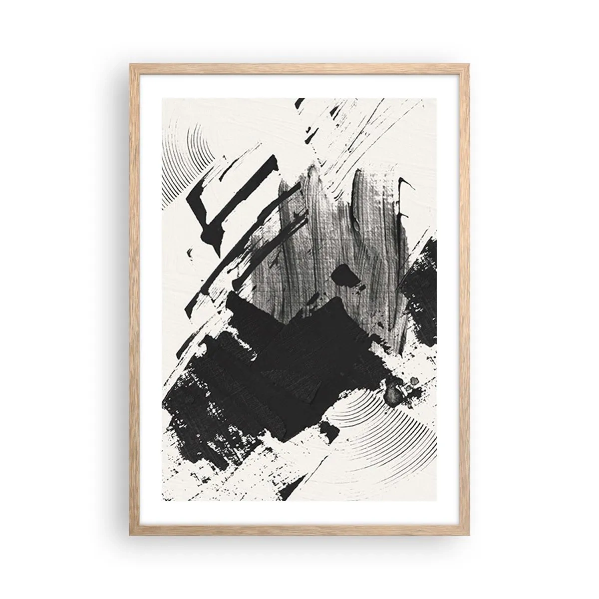 Poszter világos tölgy keretben - Absztrakció - a fekete kifejezése - 50x70 cm