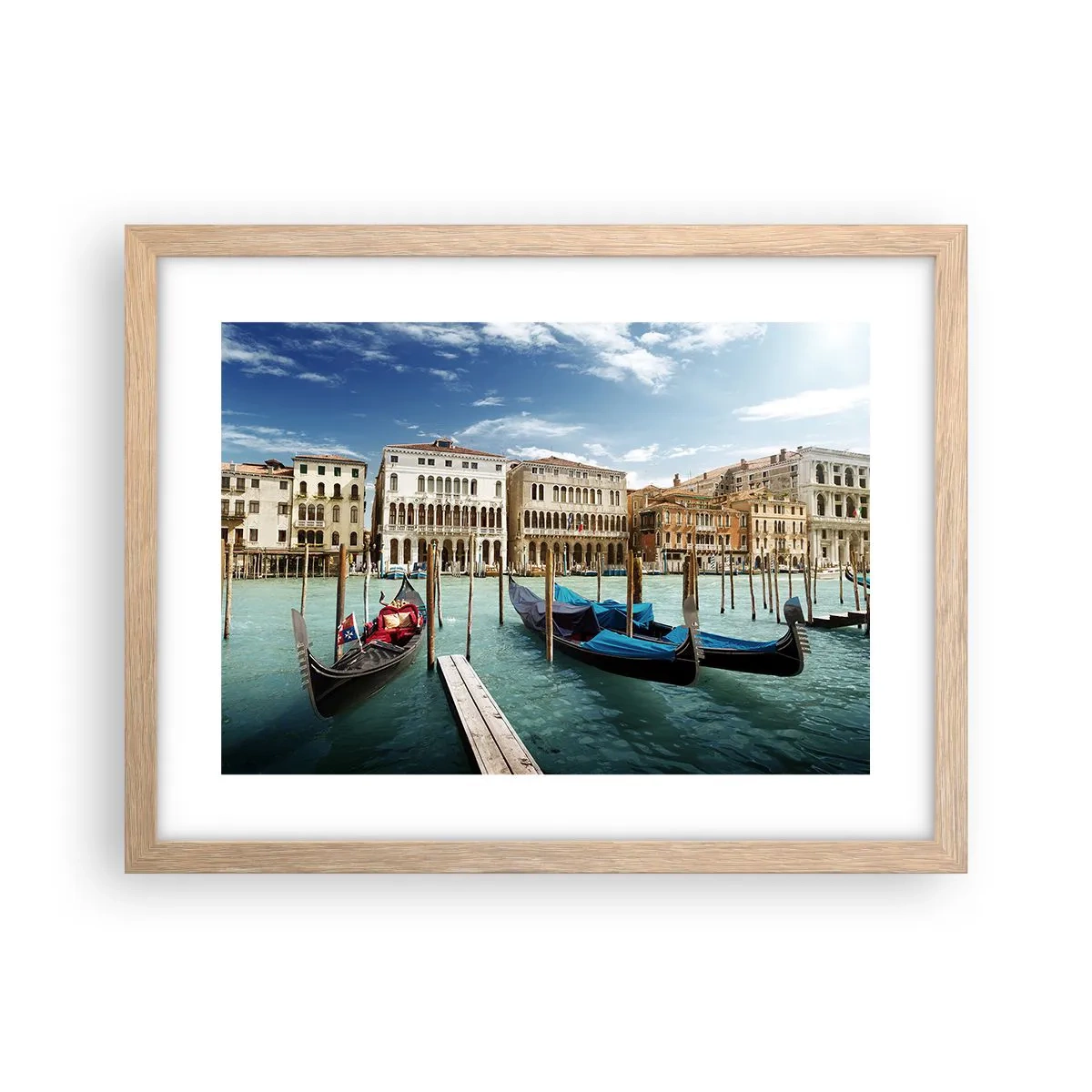Poszter világos tölgy keretben - Paloták kékben - 40x30 cm