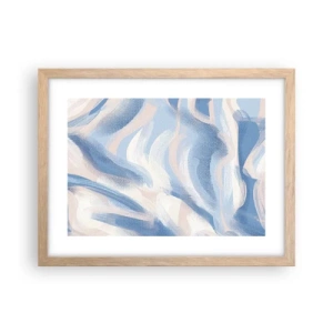 Poszter világos tölgy keretben - Kék fodrok - 40x30 cm