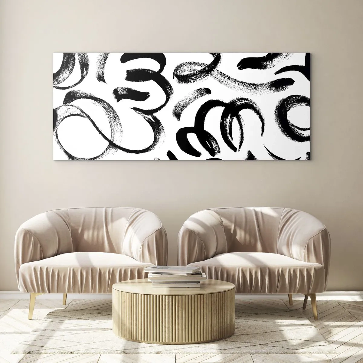 Üveg kép - Feketén-fehéren - 100x40 cm