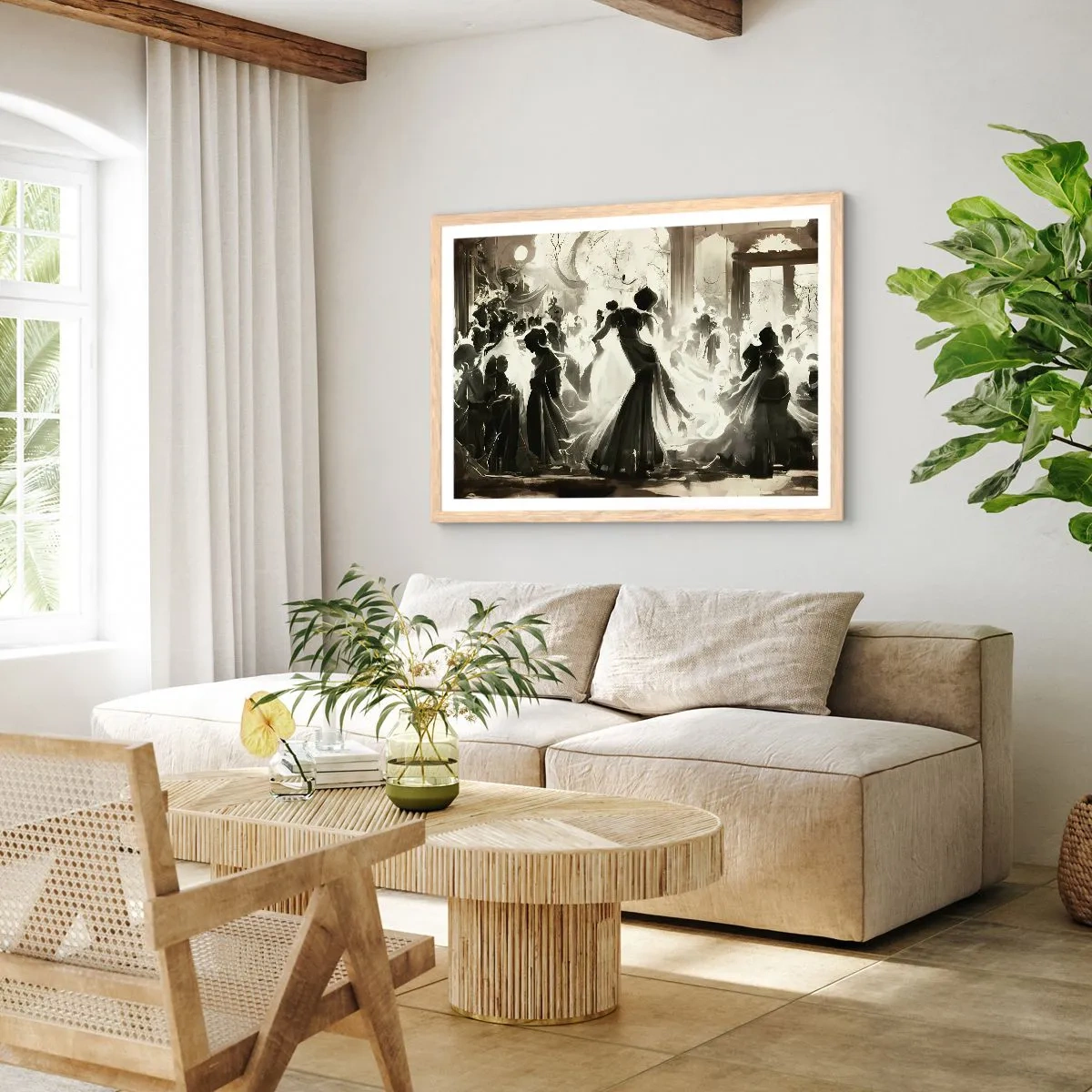 Poszter világos tölgy keretben - Nagy álarcosbál - 91x61 cm