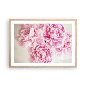 Poszter világos tölgy keretben - Rózsaszín pompában - 70x50 cm