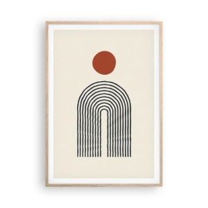 Poszter világos tölgy keretben - Formák és színek vonzalma - 70x100 cm