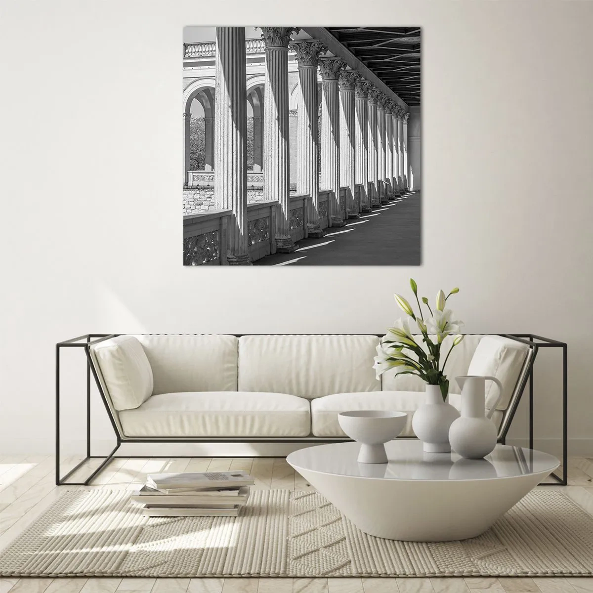 Üveg kép - Napsütötte árkádsor - 70x70 cm