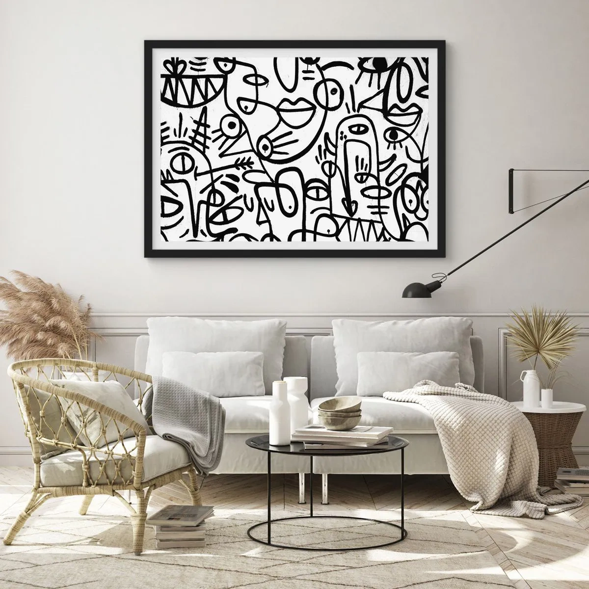 Poszter fehér keretben - Arcok és délibábok - 40x30 cm
