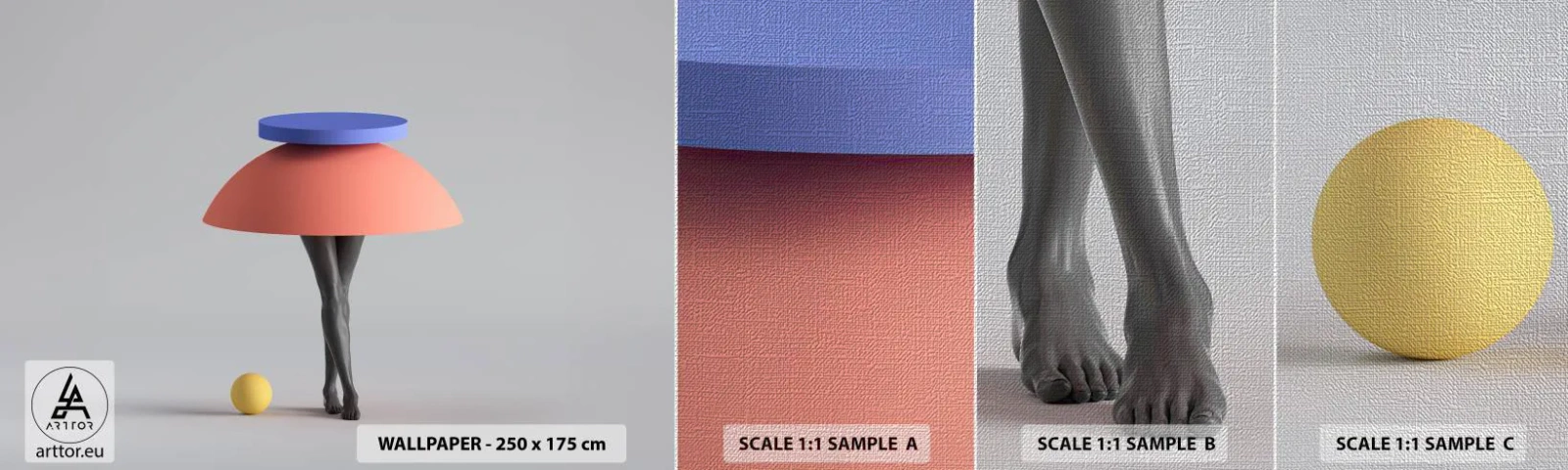 Fotótapéta Minta Premium Canvas - Szürreális kompozíció - 3D, Lábak, Alakzatok - 100x30 cm