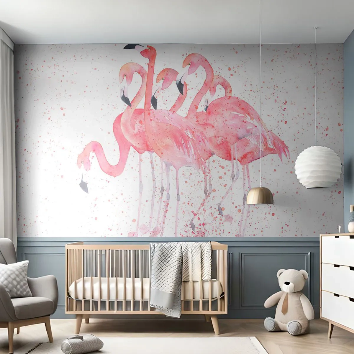 Fotótapéta Standard Eco - Rózsaszín együttes - Flamingók, Madarak, Grafika - 400x280 cm