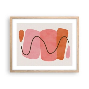 Poszter világos tölgy keretben - Formák szelíd mozgása - 50x40 cm