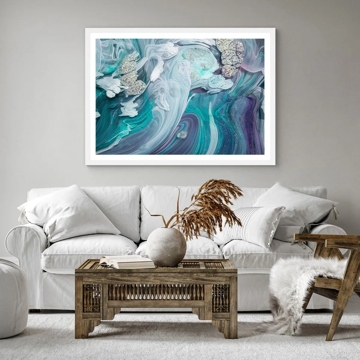 Poszter fekete keretben - Kék áramlatok - 50x50 cm