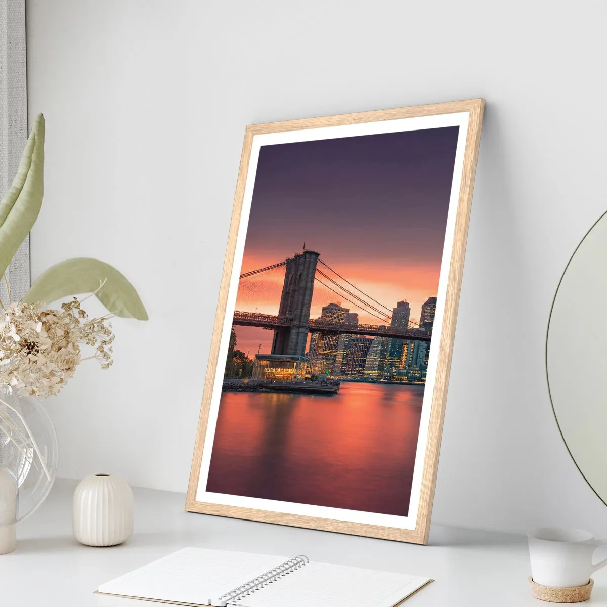 Poszter világos tölgy keretben - Lila csendbe merülve - 61x91 cm