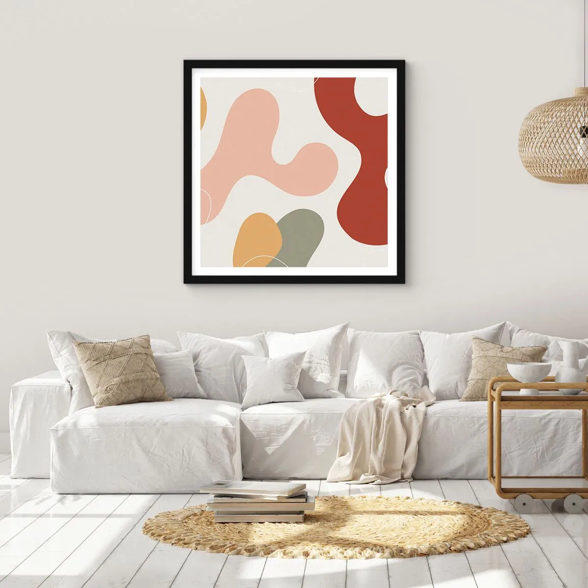 Poszter fehér keretben - Pöttyök vagy hullámok? - 50x50 cm