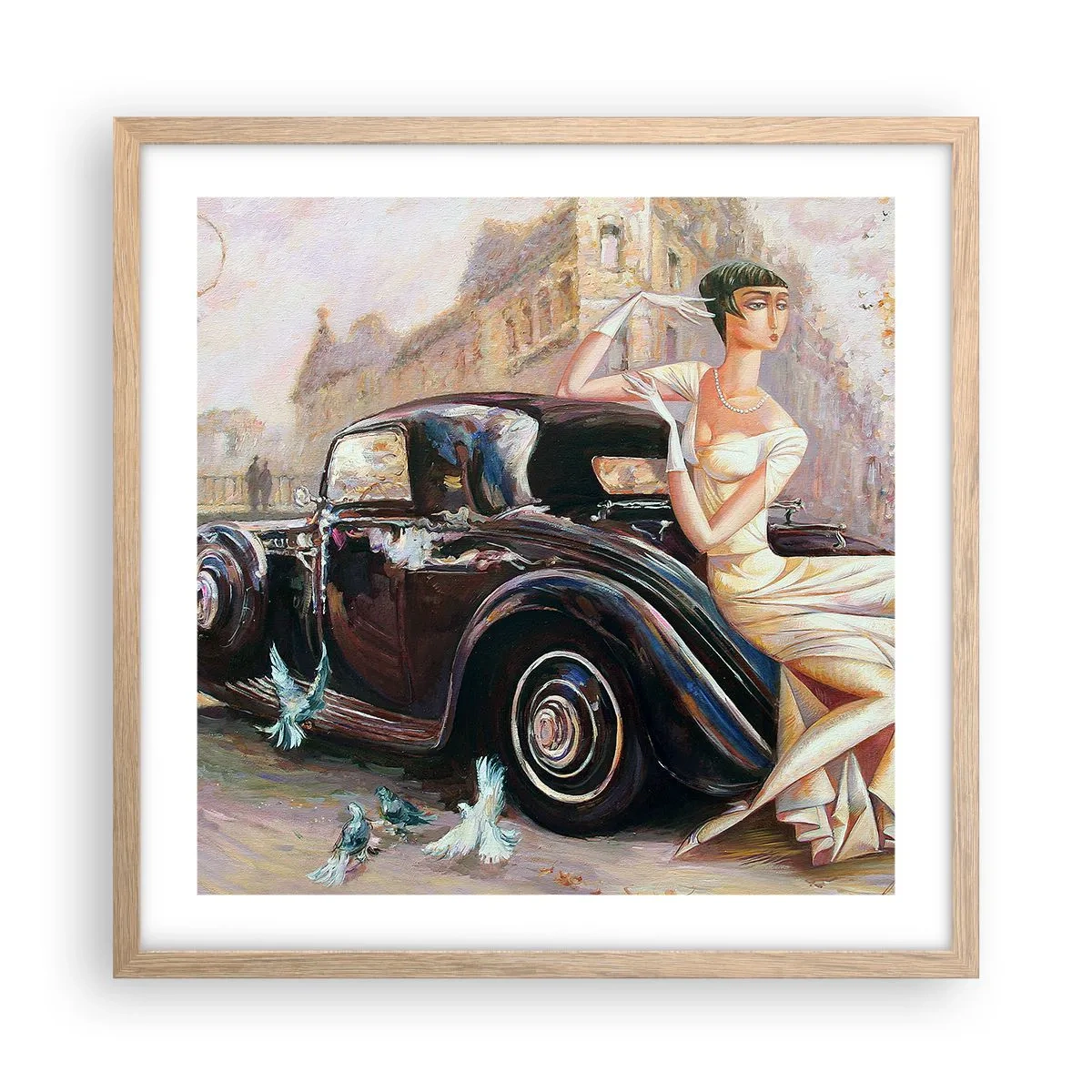 Poszter világos tölgy keretben - Elegancia retro stílusban - 50x50 cm