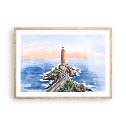Poszter világos tölgy keretben - Szemben a tengerrel - 70x50 cm