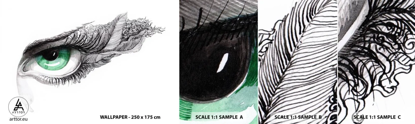 Fotótapéta Minta Standard Eco - Gyönyörű és támadásra kész - Absztrakció, Grafika, Szem - 100x30 cm