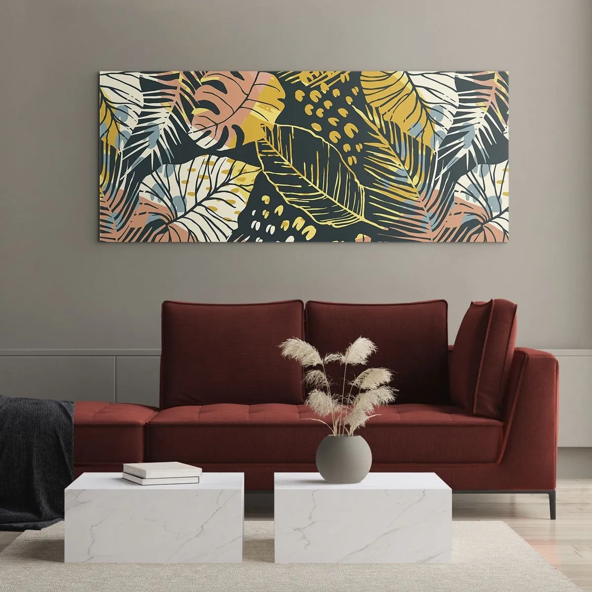 Üveg kép - Leveles fantázia - 100x40 cm