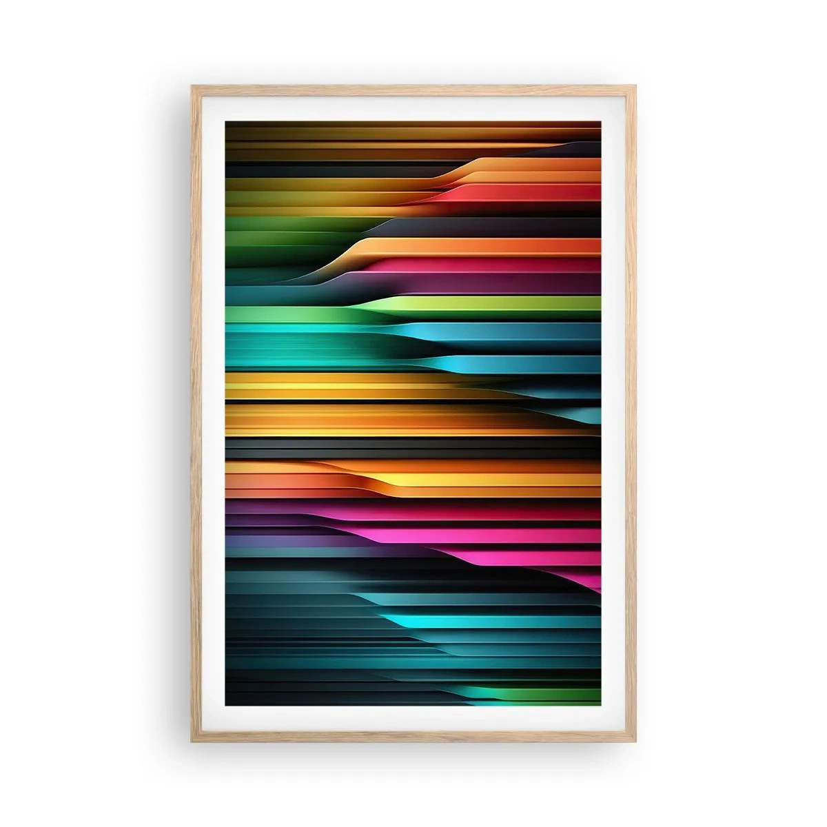 Poszter világos tölgy keretben - Fényorgonák - 61x91 cm