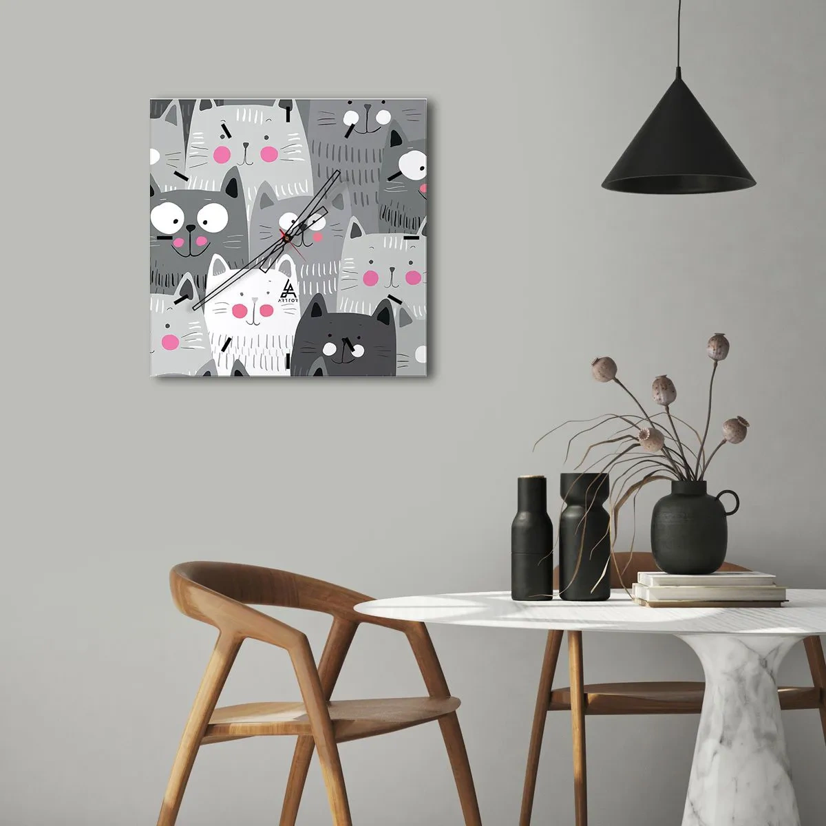 Falióra, Óra - A macska világa - 40x40 cm