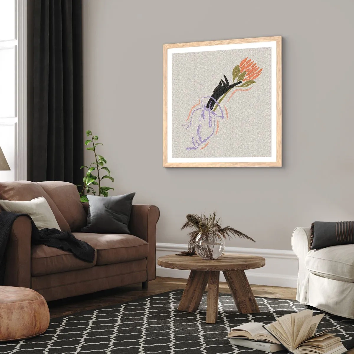 Poszter világos tölgy keretben - Egy testvéri érintés - 50x50 cm