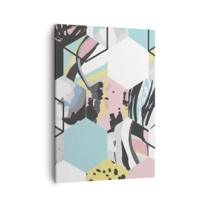 Vászonkép - Hatszögek és kockák hat színben - 50x70 cm