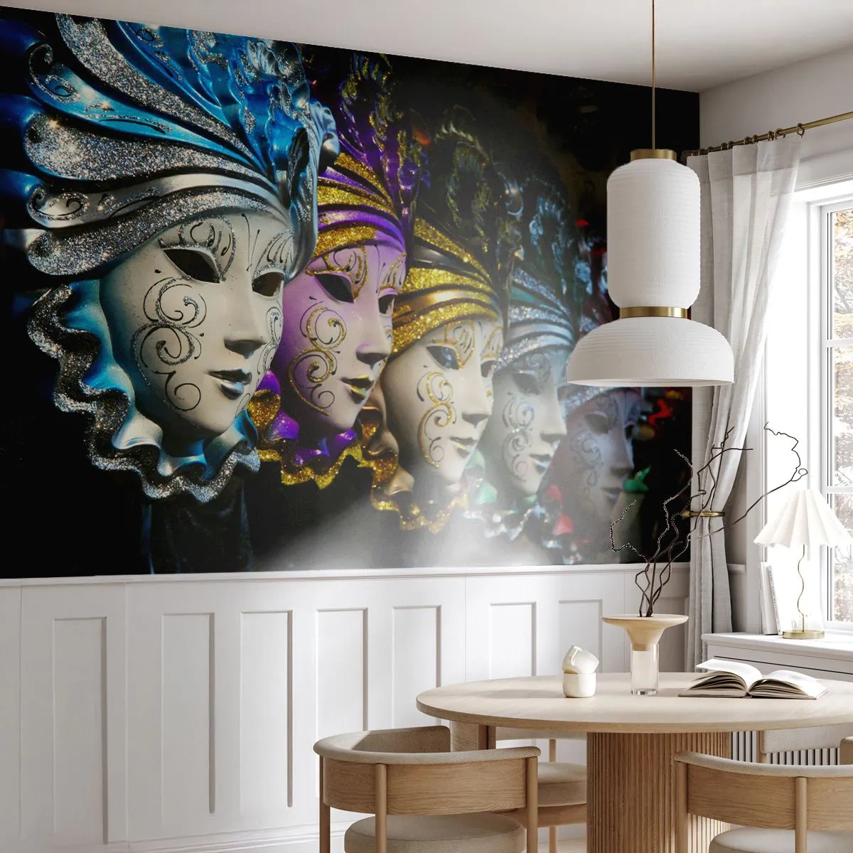 Fotótapéta Premium Canvas - Rejtély aranyban és ezüstben - Velencei maszk, Velence, Karnevál - 250x175 cm