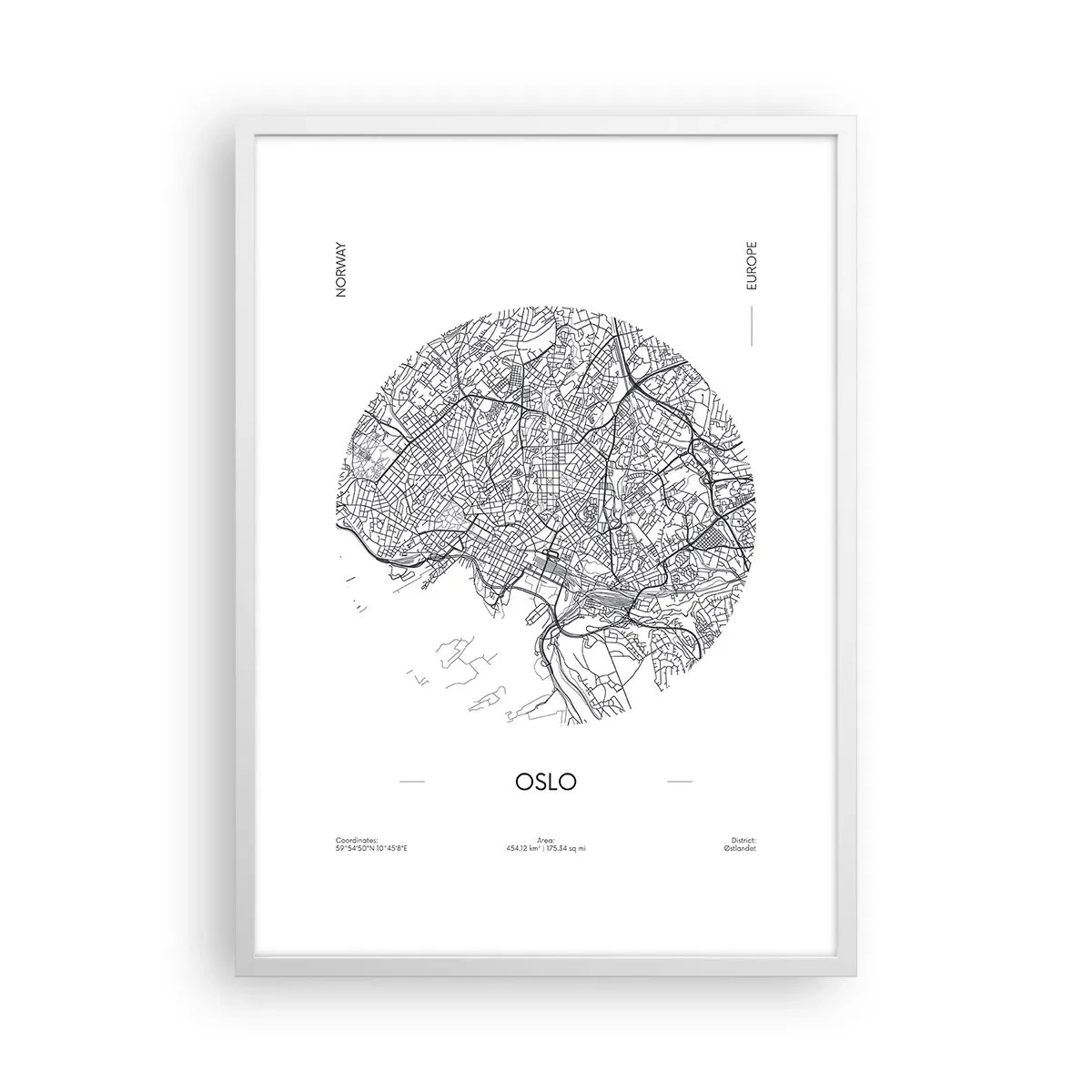Poszter fekete keretben - Oslo anatómiája - 50x70 cm