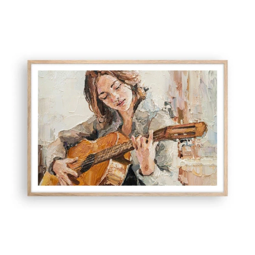 Poszter világos tölgy keretben - Koncert gitárra és egy lány szívére - 91x61 cm