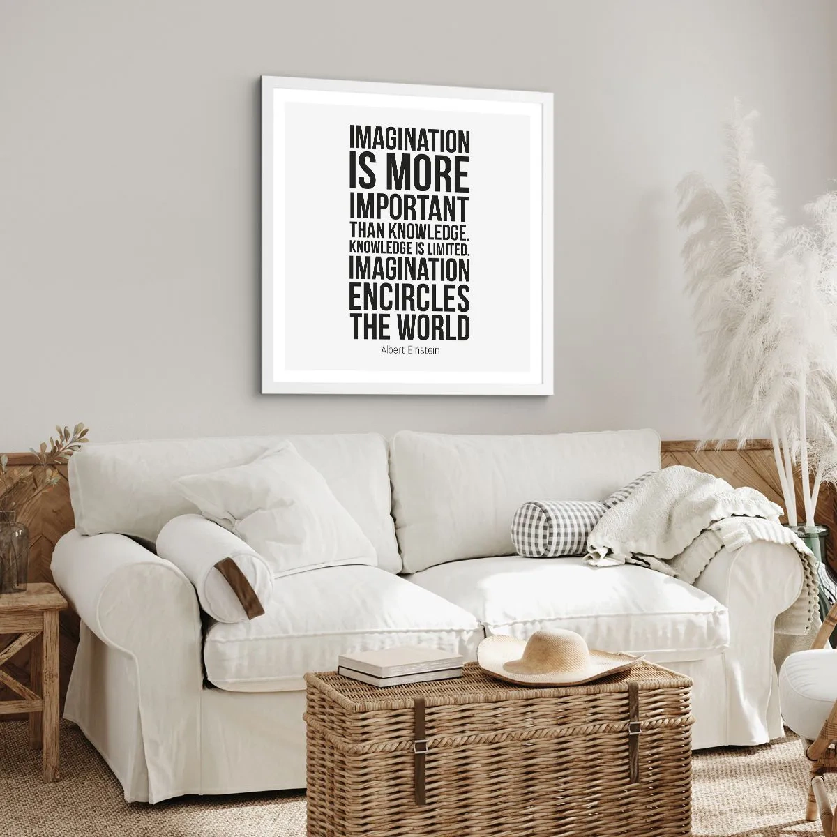 Poszter fekete keretben - Einstein a képzelet erejéről - 30x30 cm
