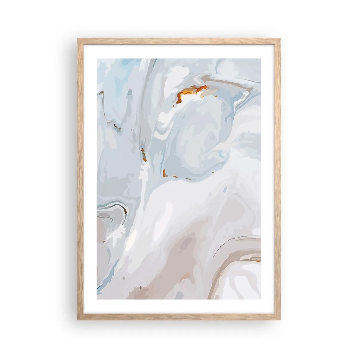 Poszter világos tölgy keretben - Felhabzott fehér - 50x70 cm