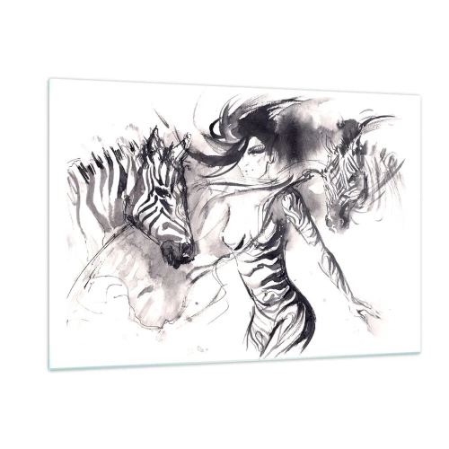 Üveg kép - Tánc a zebrákkal - 120x80 cm