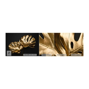 Fotótapéta Minta Öntapadós Deluxe Sticker - A természet kincsei - Absztrakció, Arany levelek, Monstera levél - 100x30 cm