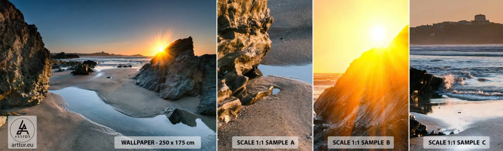 Fotótapéta Minta Öntapadós Deluxe Sticker - Az emberi kéz által nem érintett - Tájkép, Strand, Cornish tengerpartja - 100x30 cm