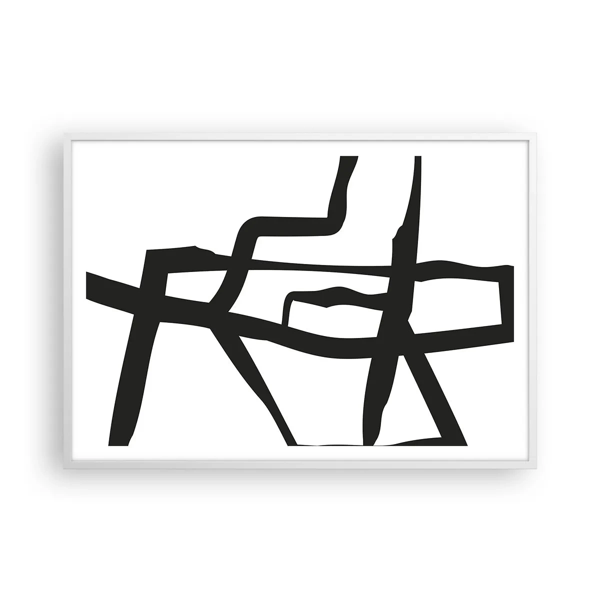 Poszter fekete keretben - Fekete-fehér konstrukció - 100x70 cm