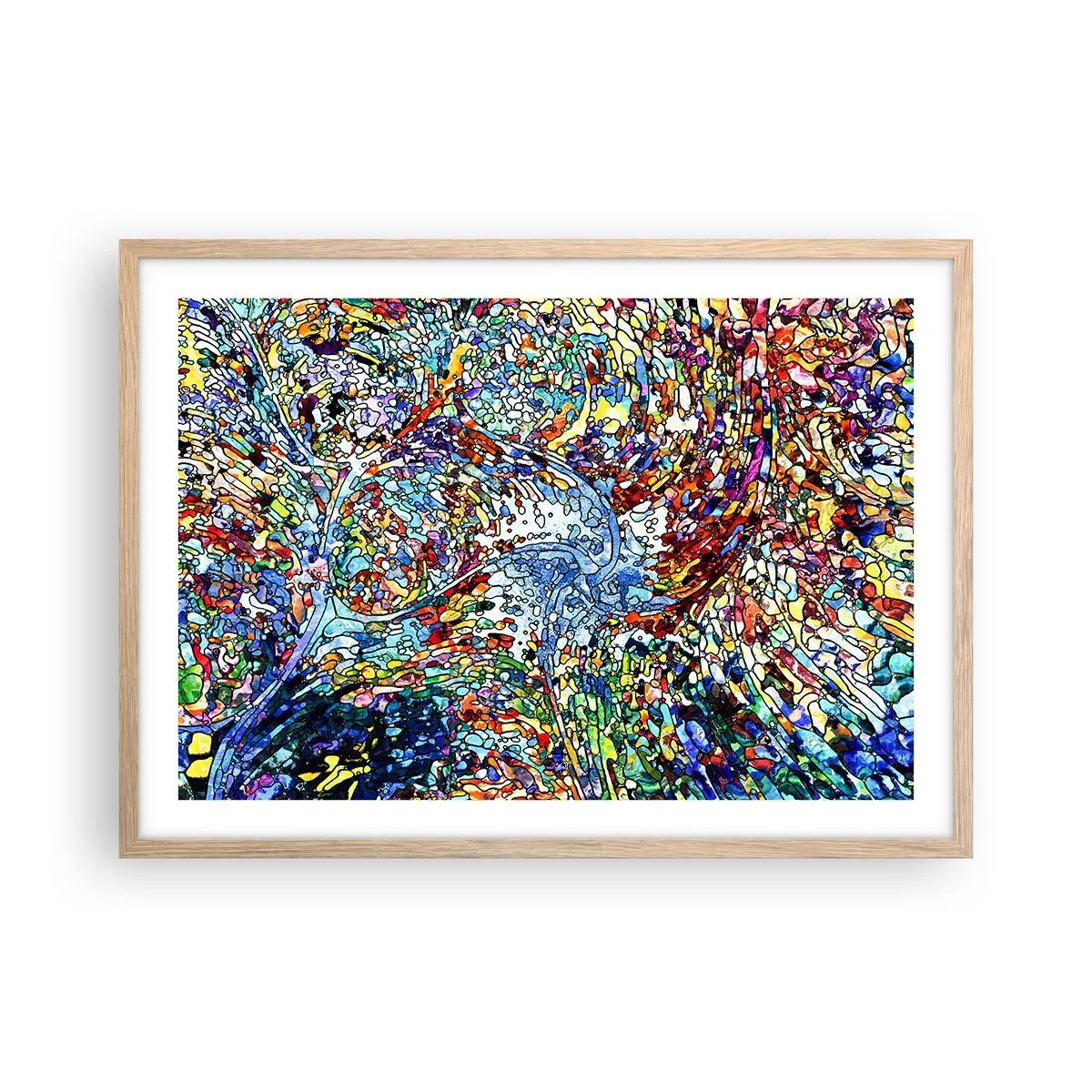 Poszter világos tölgy keretben - Cseppes ólomüveg - 70x50 cm