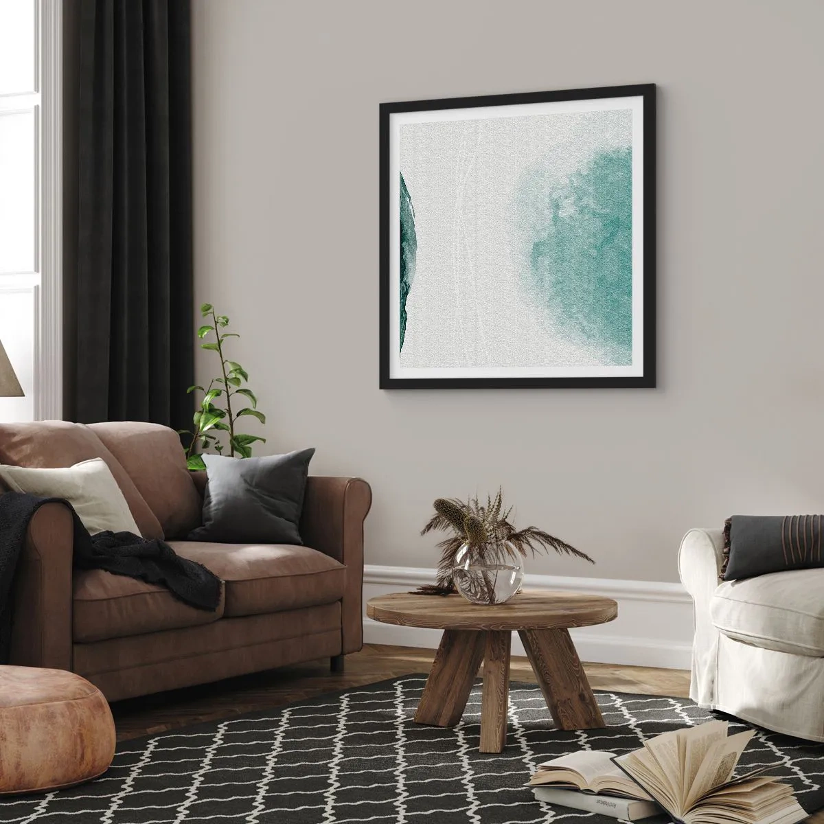 Poszter fehér keretben - Találkozás a köddel - 60x60 cm