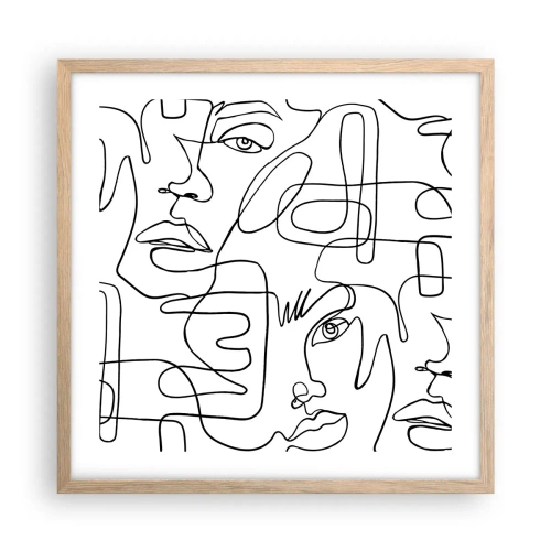 Poszter világos tölgy keretben - Összegabalyodott érzelmekben - 50x50 cm